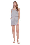 Rose silver Satin Lounge Short – Front View