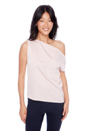 Lily pink Satin Asymmetric Top – Front View