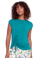 Vanessa Drawstring Sleeveless Top in Mallard – Front View