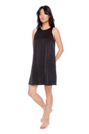 Sabrina Black Satin Dress - Front View