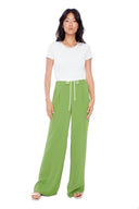Fiona matcha Vegan Silk Wide-Leg Pant – Front View