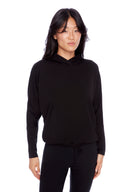 Black Light Ponte Cropped Hoodie – Front View