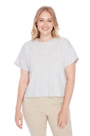 Kali light grey melange Provence Short-Sleeve Top – Front View