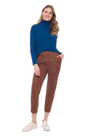 Gigi Faux Suede Cropped Trouser in Tobacco – Front View