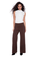 Brown Ponte Wide-Leg Pant – Front View