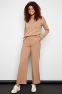 Roxanne latte Light Ponte Wide-Leg Pant – Front View