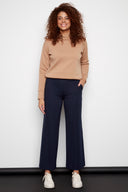 Roxanne navy Light Ponte Wide-Leg Pant – Front View