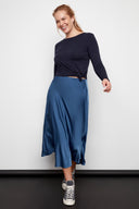 Beatrice Satin midnight Midi Skirt – Front View