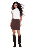 Brown Jack Solid Ponte Skirt – Front View