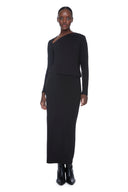 Black Provence Midi Skirt - Front View