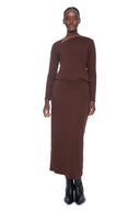 Brown Provence Midi Skirt - Front View