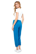 Model wearing the Shauna Light Ponte Jogger Pant in Sapphire blue , back view.