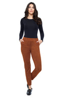 Gwyneth Faux Suede Ankle Pant in Tobacco – Front View
