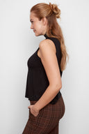 Black Knit Jersey Sleeveless Turtleneck – Side View