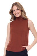 Paprika Knit Jersey Sleeveless Turtleneck – Front View