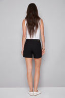 Back view of the Lisa black Techno Short, highlighting the streamlined design and flattering tailored shape.