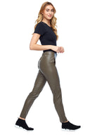 Daron Faux Leather Jogger Pant in Taupe – Side View