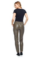 Daron Faux Leather Jogger Pant in Taupe – Back View