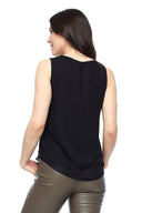 Dove Chiffon Sleeveless Top in Black – Back View