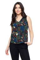 Dove Bella Floral Chiffon Sleeveless Top - Front View