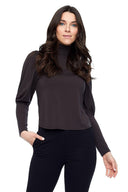 Emma Balloon Sleeve Top in Slate – Front View