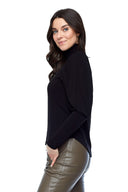Emma Balloon Sleeve Top in Black – Side View