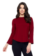 Sandy cabernet Bell-Sleeve Top - Front View