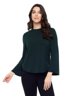 Sandy British green Bell-Sleeve Top - Front View