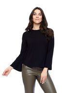 Sandy black Bell-Sleeve Top - Front View