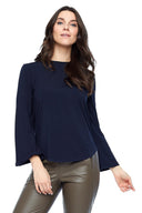 Sandy navy Bell-Sleeve Top - Front View