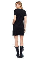 Ariana Faux Suede Shift Dress in Black – Back View