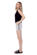 Lisa Striped Techno Short in Black & White Stripes – Side View