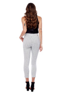 Model wearing the Gwyneth Vienna Plaid Ankle Pant in Vienna Plaid, back view.