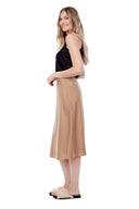 Lily Satin Midi Skirt in Champagne  – Side View