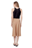 Lily Satin Midi Skirt in Champagne  – Back View