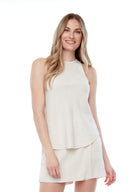 Luna Linen Tank Top in Flax – Front View