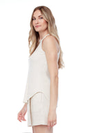 Luna Linen Tank Top in Flax – Side View