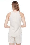Luna Linen Tank Top in Flax – Back View