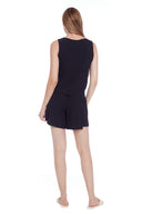 Elowee Solid Vegan Silk Short in Black – Back View