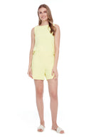 Elowee Solid Vegan Silk Short in Lime – Front View