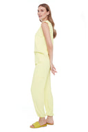 Roxette Solid Vegan Silk Jogger Pant in Lime – Side View