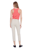 Romy Side Stripe Cropped Cigarette Pant in Fawn – Back View