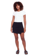 Scarlett Black Solid Asymmetric Hybrid Skort - Front View
