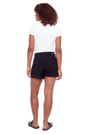 Scarlett Black Solid Asymmetric Hybrid Skort - Back View