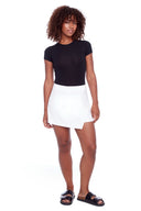Scarlett White Solid Asymmetric Hybrid Skort - Front View