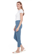 Anabel Compression Ankle-Zip Pant in Bluestone – Side View