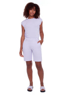 Julia Compression Shorts in Lilac – Front View