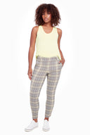 Gwyneth Boomer Plaid Techno Ankle Pant – Front View