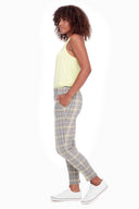 Gwyneth Boomer Plaid Techno Ankle Pant – Side View
