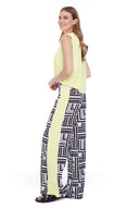 Jazlynn Labyrinth Side Stripe Vegan Silk Wide Pant – Side View